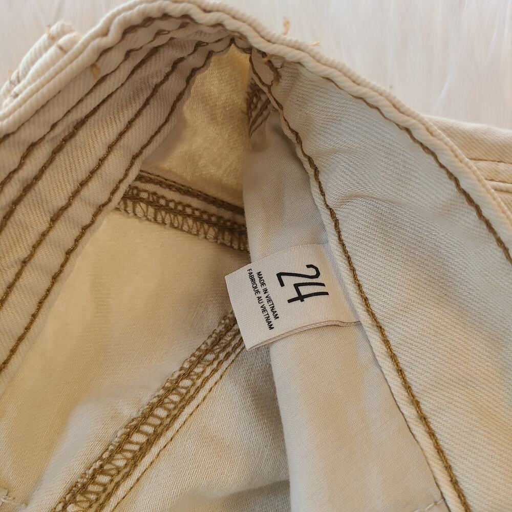 Urban Outfitters Jean Moto Y2K Tapered BDG Low Rise 24 Ivory Zipper Paneled - Picture 6 of 7